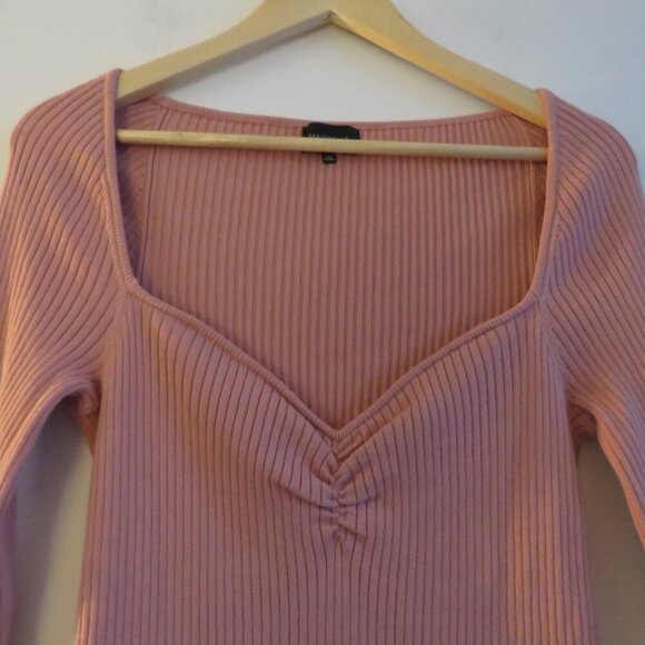 MAJORELLE Salone Mini Dress Stretch Ribbed Pastel in Dusty Rose - Size L - Picture 10 of 14